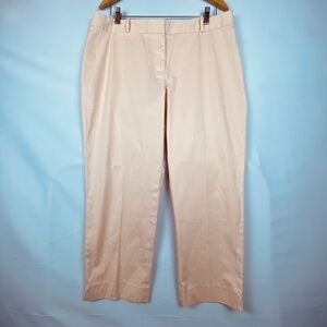 Talbots women Sz 14 straight high rise flat front cotton Pants Trousers Crop NWT
